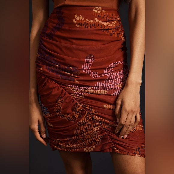 FARM Rio Dresses & Skirts - NWT Farm x Anthropologie Ruched Mesh Mini Skirt Size XS